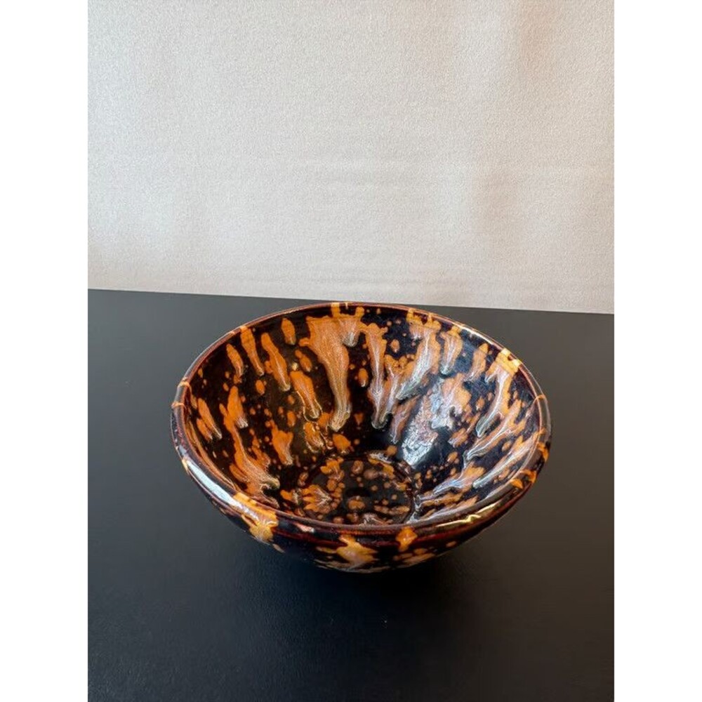 Chinese Tea Bowl Partridge Feather Glaze Tortoiseshell Jian Style Stoneware
